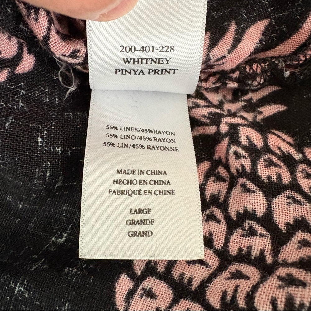 Rails Large Linen Blend Button Front Shirt Pink P… - image 8